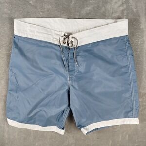 Birdwell Beach Britches Men's Board Shorts Size 35 Swim Trunks Blue USA EUC